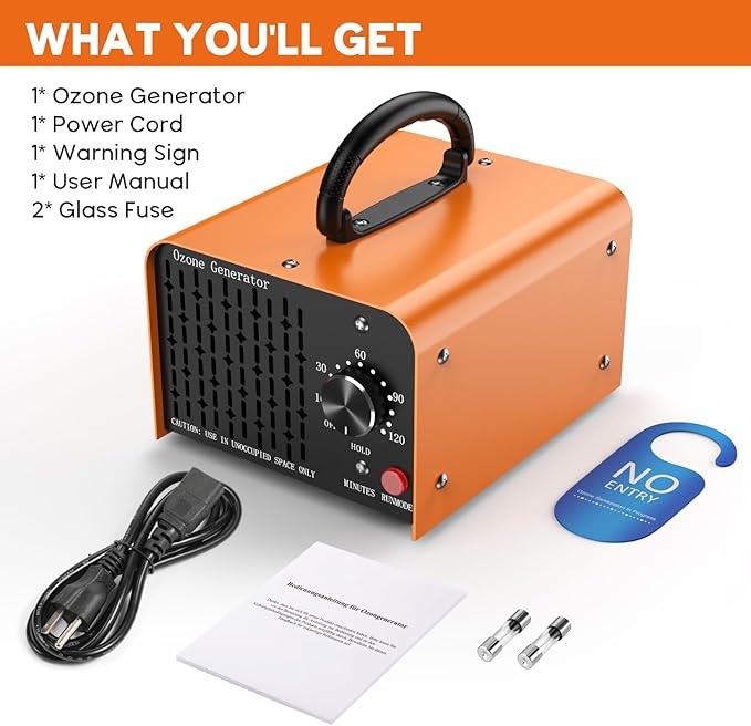 Medvoe 0zone Generator 80000mg - O3 Air Purifier for Home & Car, Ozone Machine Odor Removal for Smoke & Pet (Orange)