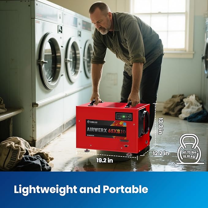 BaseAire 120 Pints Crawl Space Dehumidifiers with Pump Drain Hose, Energy Star Dehumidifier for Commercial, Basement, Kitchen, Industry Up to 1,300 sq. ft., Large Capacity, Compact, Auto Defrost