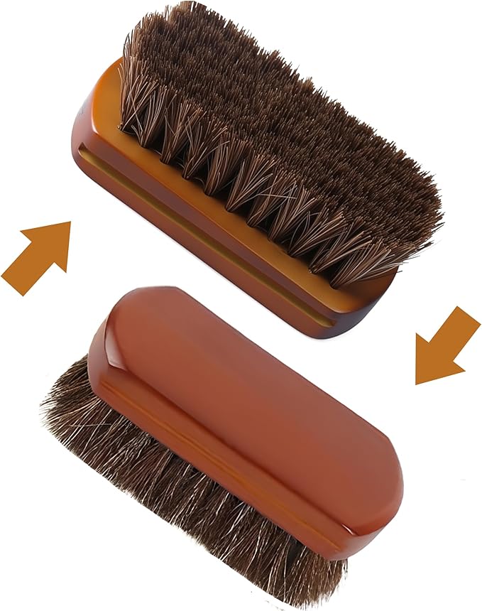 Driak 1Pcs Professional Wooden Handle Horsehair Bristles Hair Brush Leather Boot Shoes Polishing Brush Solid Wood Car Cleaning Brush