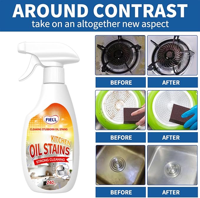 FIELL Heavy-Duty Kitchen Degreaser Foam Cleaner, 8.46 fl.oz Clean Kitchens Up Kitchen Oil Cleaner, Multipurpose Oil Stain Remover Spray, Multi functiona Foam Cleaner Spray (3PCS)