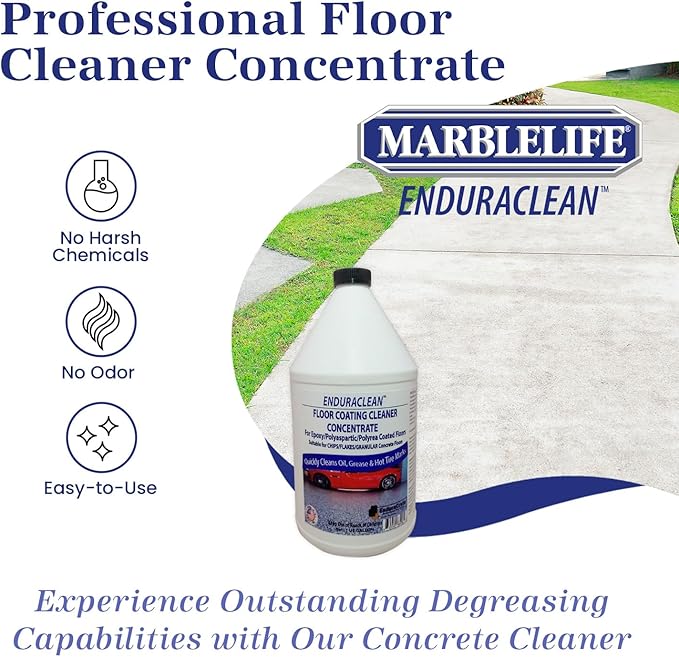 Marblelife EnduraCLEAN Garage and Indoor Concrete Floor Coating Cleaner, Effective Basement & Garage Floor Cleaner, Concrete Cleaner, Ready-To-Use Cement Cleaner & Degreaser, 128 oz Concentrate