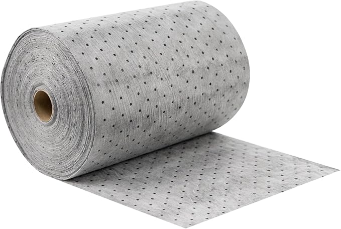 Oil Absorbent Mat Roll, Oil Absorbent Pads 15" x 150' Heavy Duty for Industrial Garage Leaks & Drips, 3 oz Polypropylene Spill Cleanup Absorber