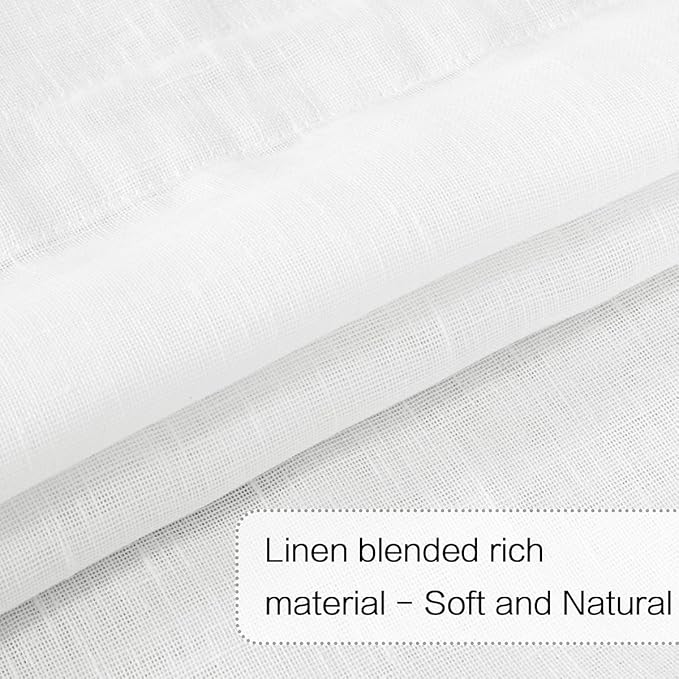 H.VERSAILTEX Linen French Door Curtains Privacy Light Reducing Door Curtain with Tieback | Rod Pocket Curtain Sheer 1 Panel for Glass Door Feature Open Weave Textured Linen - 52" W x 72" L - White