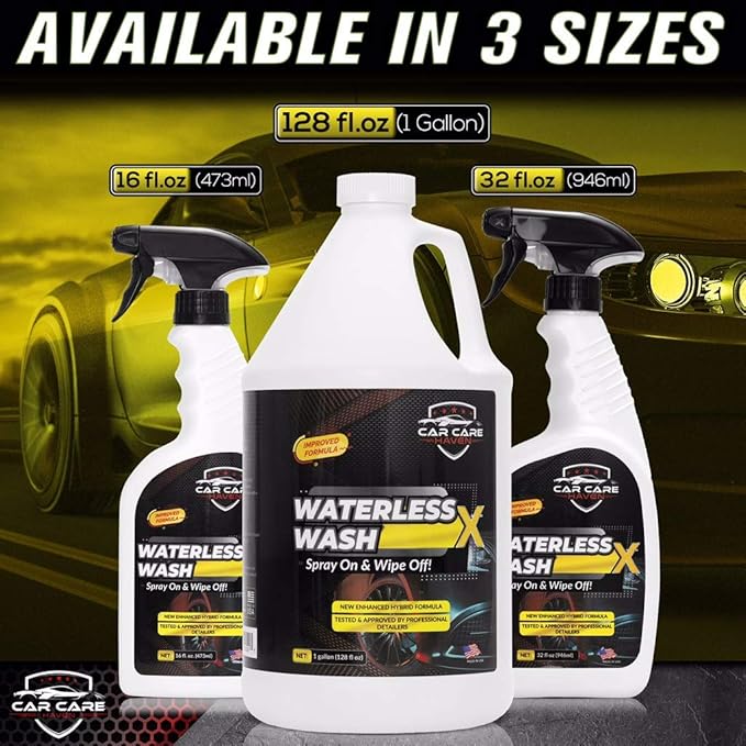 Waterless Wash X-Car Detailing Without Water-(16oz Spray) Quick Detailer for Any Vehicle-Wash in Your Garage, at Work, or Anywhere-Spray On & Wipe Off