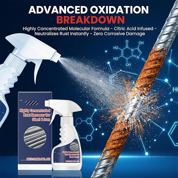 SakerPlus Powerful Rust Remover for Metal and Stainless Steel, Multipurpose Rust Remover Spray, Fast-Acting Cleaner for Tools & Surfaces (1pcs)