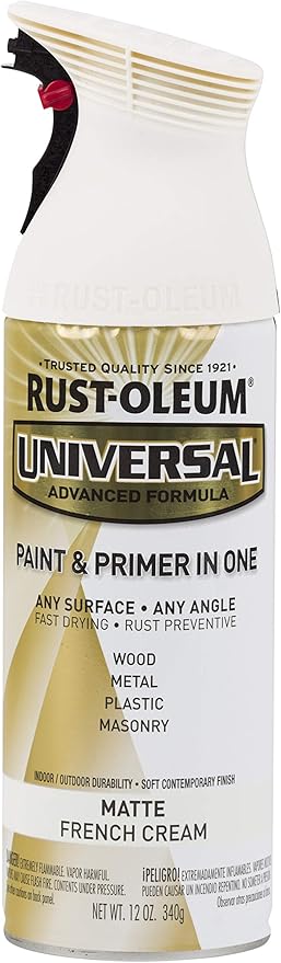 Rust-Oleum 282816 Universal All Surface Spray Paint, 12 oz, Matte French Cream