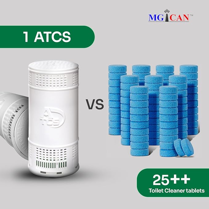 MGICAN Patented Automatic Toilet Bowl Cleaner System (ATCS) 1700+ Flushes - Non Toxic Toilet Bowl Cleaners for Hard Water Stains - UL-Certified Toilet Cleaner 1 Year Supply (4 Pack)