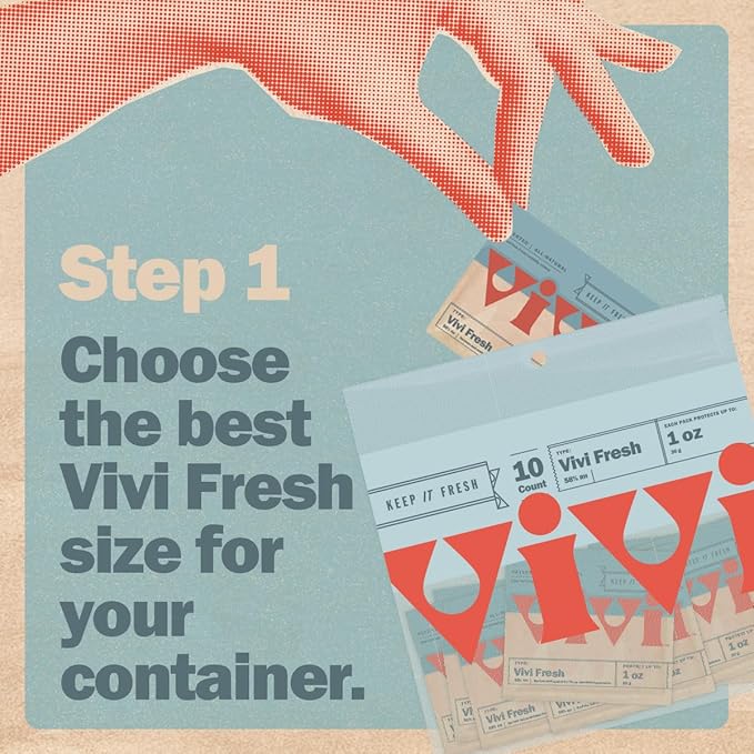 Vivi Fresh ½ Ounce Humidity Control Packs | 10-pack in Resealable Bag | For All Airtight Storage Containers, Store Longer and Preserve Freshness | Made in the USA by Boveda