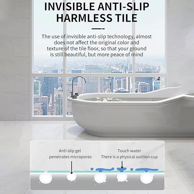 Bathroom Anti Slip Coating – Shower Non Skid Paint, Bathtub Grip Layer | Slip Resistant Clear Protection, Textured Safety Finish Spray, Tile Adhesive with Sealant for Glass, Floors, Wet Areas