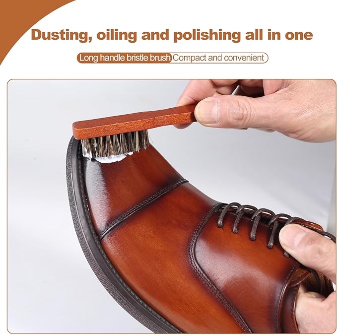 Shoe Brush Shoe Polish Brush Horse Hair Brush for Leather Horsehair Shoe Brush Professional Shoe Polish Applicator