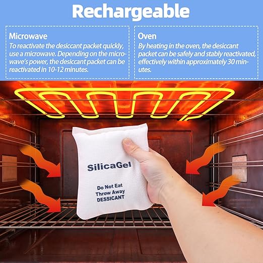 500g Silica Gel Packets,Rechargeable Desiccant Packs, Moisture Absorbers for Moisture Control, Desiccant Dehumidifier for Storage Safe