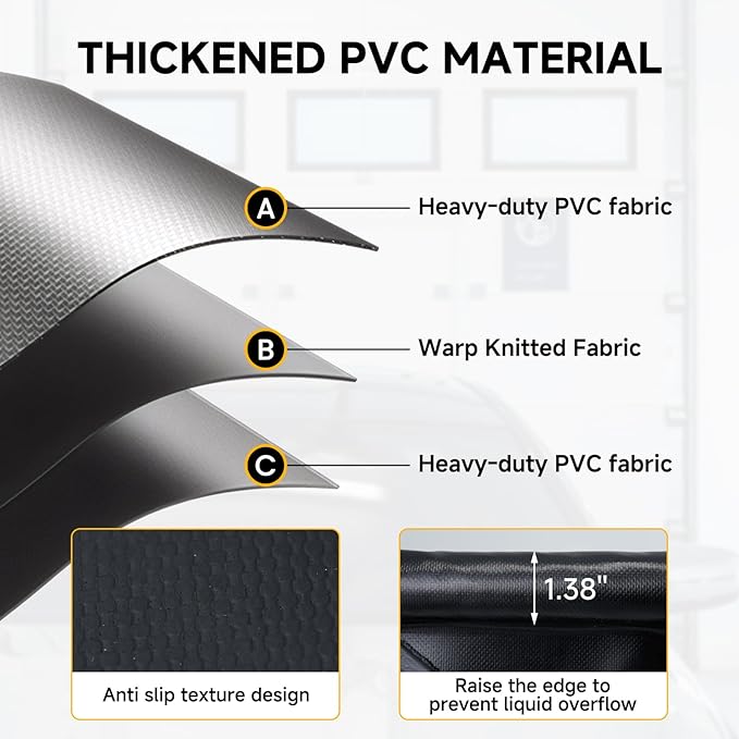 SUNYRISY 7'9" x 16' Containment Garage Floor Mat Under Car, Heavy Duty Waterproof Garage Carpet Floor Protection Non-Slip Parking Mat with Squeegee for Cars SUVs Trucks