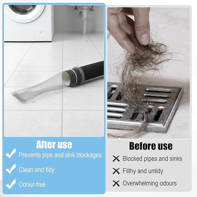 10 Pcs Lint Traps for Washing Machine Hose Stainless Steel Washing Machine Drain Hose Filter with 10 Cable Ties Mesh Laundry Drain Lint Catcher for Filter Out Cotton Fluff Paper Scraps Hair Etc
