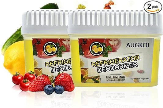 Diatomaceous Earth Gel Refrigerator Deodorizer Set, More Effective than Activated Charcoal and Baking Soda, Nature-Based Fridge Deodorizer, Eliminates Odors, Extends Food Freshness, 2 Packs