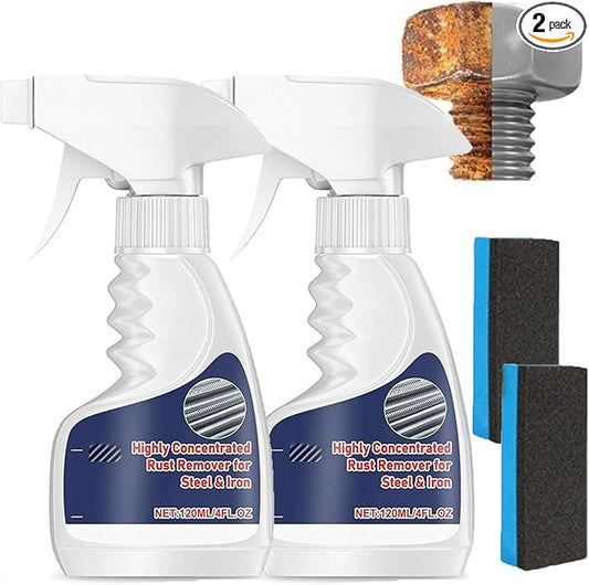 Rust Remover, Rust Removal Heavy Duty for Metal, Highly Concentrated Steel Remover, Removedor de Spray for Metal, Tools, Stainless Steel, Automotive Parts, Fast Acting Rust (2pcs)