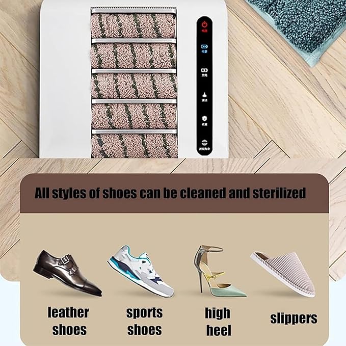 Intelligent Shoe Sole Cleaning Machine, Rechargeable Entrance Shoe Brush with 1000pa Suction and 260RPM/min Speed, 20 Times/S High Frequency Friction, for Laboratory Floor