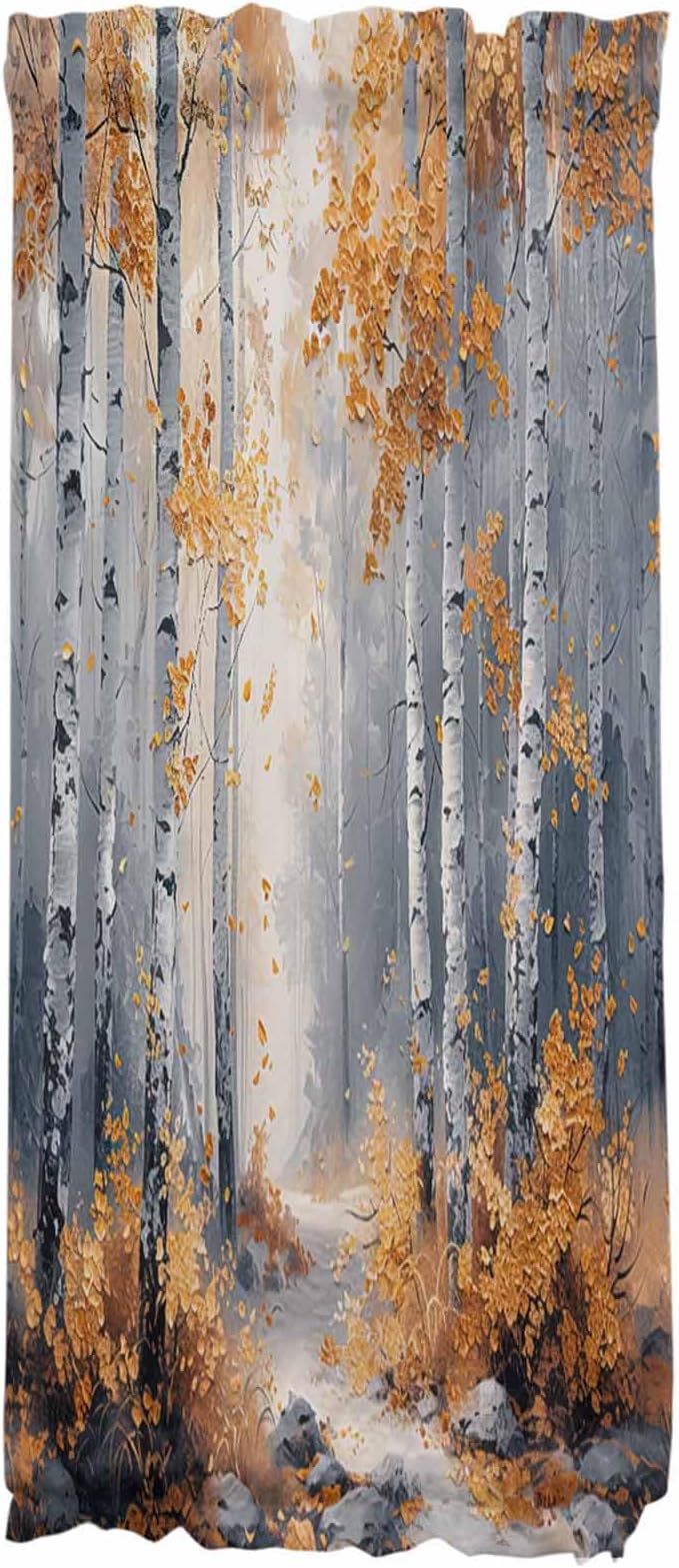French Door Curtain Panel for Front Door, Branch Yellow Forest Art Oil Painting Slidelight Door Curtains with Tieback Light Filtering Privacy Panels for Doorway Entryway 25"x 40"