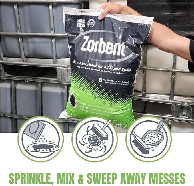 Zorbent Oil Spill Absorbent | 70 Bag Skid | Absorbs up to 6 Gallons of Liquid Per Bag. Non-Toxic, Low-Dust, with Cleaning Agent. For Fast Industrial and Commercial Spill Cleanup.