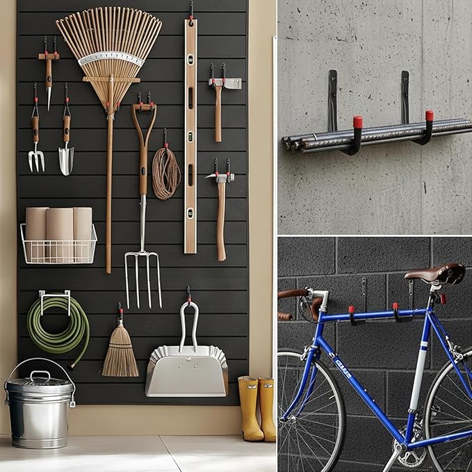 CBWLWJ 6 Pack Garage Hooks Heavy Duty, Multi Functional J Hooks, Anti Slip Ladder Hooks for Bikes, Chairs, Garden Tools and More. (9.48inch)