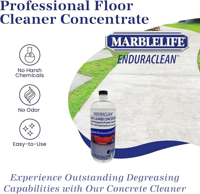 Marblelife EnduraCLEAN Garage and Indoor Concrete Floor Coating Cleaner, Effective Basement & Garage Floor Cleaner, Concrete Cleaner, Ready-To-Use Cement Cleaner & Degreaser, 32 oz Concentrate