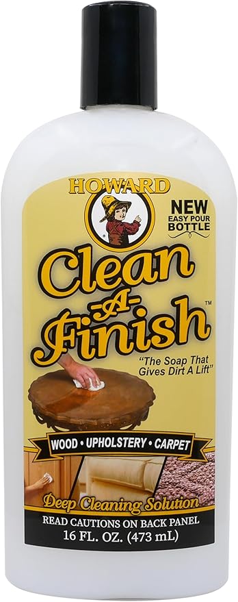HOWARD CF0016 Clean-A-Finish Wood Cleaner and Upholstery Cleaner for Furniture, Carpet Cleaning, Stain Remover, Easy Pour Bottle, 16 Oz