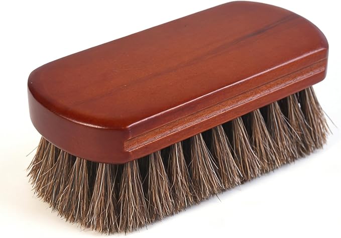 Driak 1Pcs Professional Wooden Handle Horsehair Bristles Hair Brush Leather Boot Shoes Polishing Brush Solid Wood Car Cleaning Brush