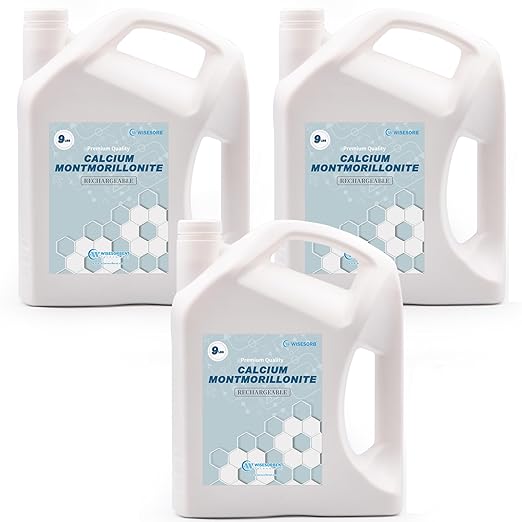 Wisesorb 27 LBS Desiccant Calcium Montmorillonite, Rechargeable Dessicant Dehumidifiers Desiccant Moisture Absorber, 3 Pack of 9 LBS