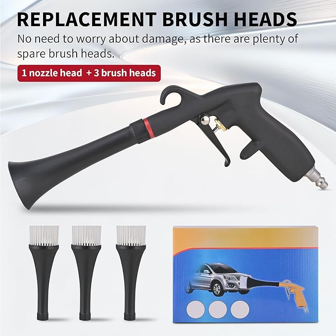 car Cleaning air Blow Gun Compressor Tools Accessories auto Detailing Supplies Interior attachments blowguns 4-Piece kit Set - Uses Air Compressor - Blasts Dust, Dirt & Grime Fast