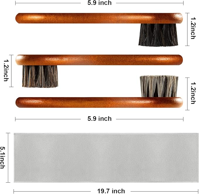 Unekez 4-Piece Horse Hair Shoe Brush Shine Kit, Shoe Polish Brush, Leather Shoes Boot Cleaning Brushes Care Clean Dauber Applicator