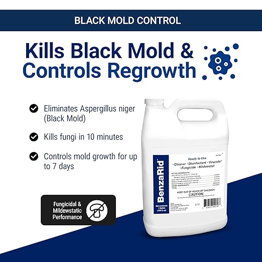 BenzaRid Hospital Disinfectant Virucide Spray Kills 99.99% of MRSA, COVID-19, H5N1, Staph, Avian Flu, Bacteria & Mold | EPA Reg. for Medical, Dental, Veterinary, Farm & Home Use 32 oz