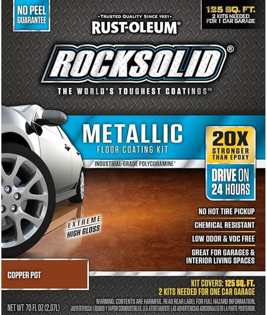 Rust-Oleum 286894 RockSolid Metallic Garage Floor Kit, Copper Pot, 70 Fl. Oz