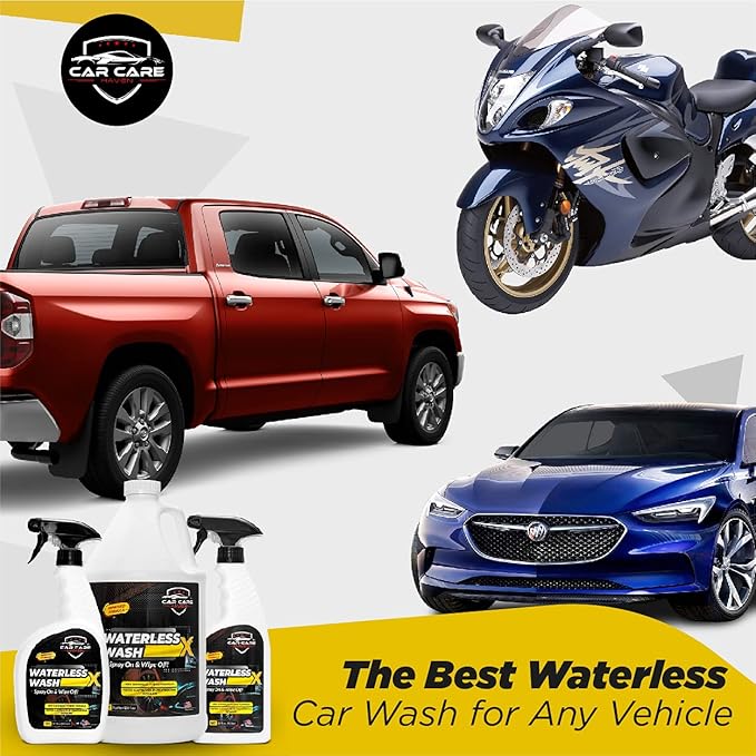 Waterless Wash X-Car Detailing Without Water | Quick Detailer for Any Vehicle-Wash in Your Garage, at Work, or Anywhere-Spray On & Wipe Off (128 oz Concentrate)