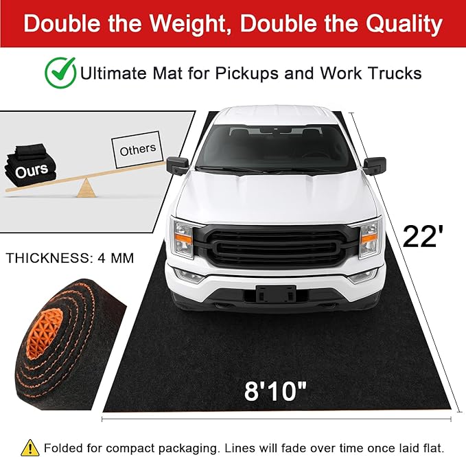 Extra-Large Garage Mat 22' x 8'10" - Durable Oil Mat for Garage Mats for Floor Under Car, Washable Garage Rug, Absorbent Floor Mats with Waterproof Liner, Garage Carpet, Oil Change Pad, Car Rug