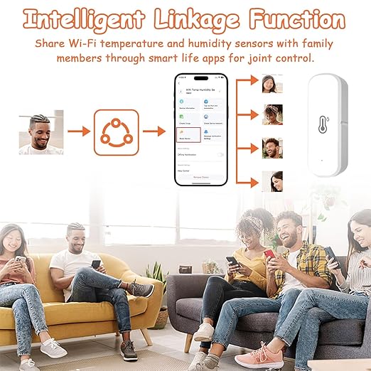 WiFi Hygrometer Thermometer Sensor, Indoor Outdoor Wireless Temperature Humidity Sensor, with Remote Monitor and Alert Compatible with Alexa(1 Pack)