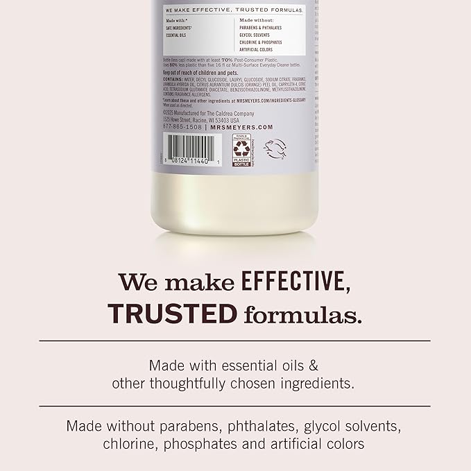 MRS. MEYER'S CLEAN DAY Multi-Surface Cleaner Concentrate, Use to Clean Floors, Tile, Counters, Lavender, 32 fl. oz
