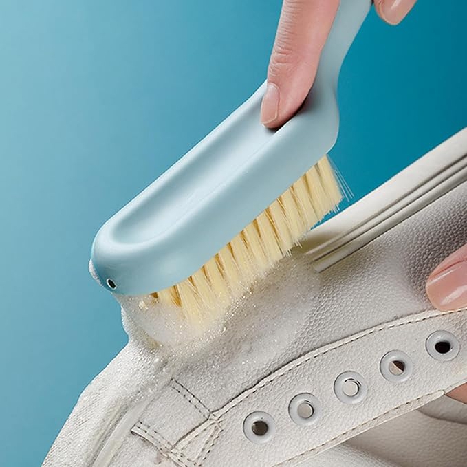 Shoe Cleaning Brush Soft Long Handle Scrub Brush Bathroom Kitchen (Blue)