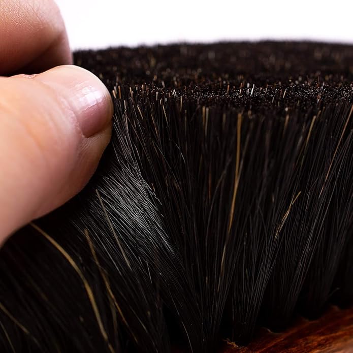 VALENTINO GAREMI Shoe Brush | Luxury Shining Polishing & Buffing Brush - Large 8 Inch | Genuine Horse Hair | Made in Germany