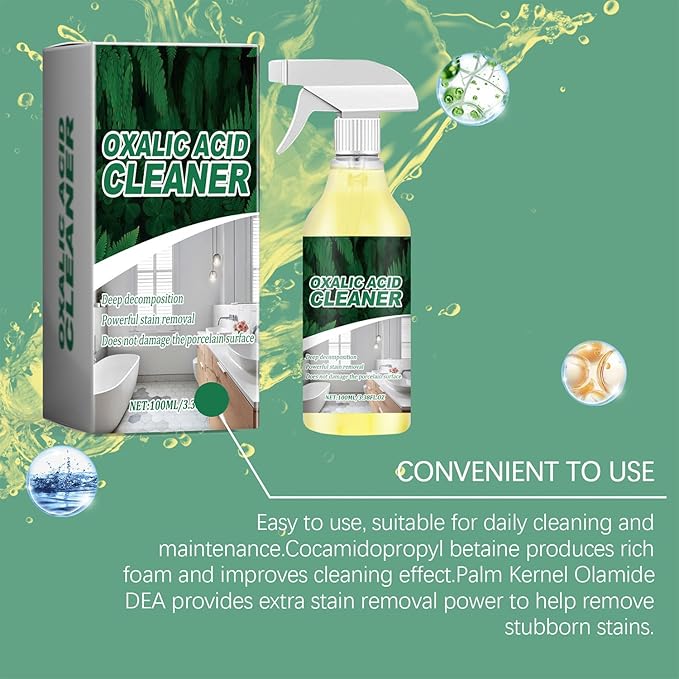 2 Bottle Oxalic Acid Cleaner, 100ml/3.38fl.oz, Multipurpose Stain Remover Spray for Bathroom