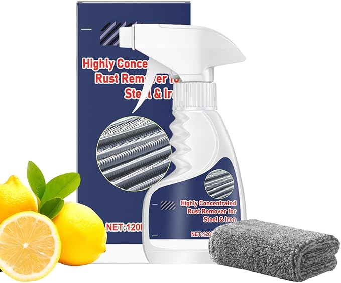 Highly Concentrated Steel Rust Remover,Highly Concentrated Rust Remover For Steel & Iron,Powerful And Fast Cleaning Spray Of Heavy-Duty Metal,Steels Bars,Cast Iron,Screws And Bolts (1)