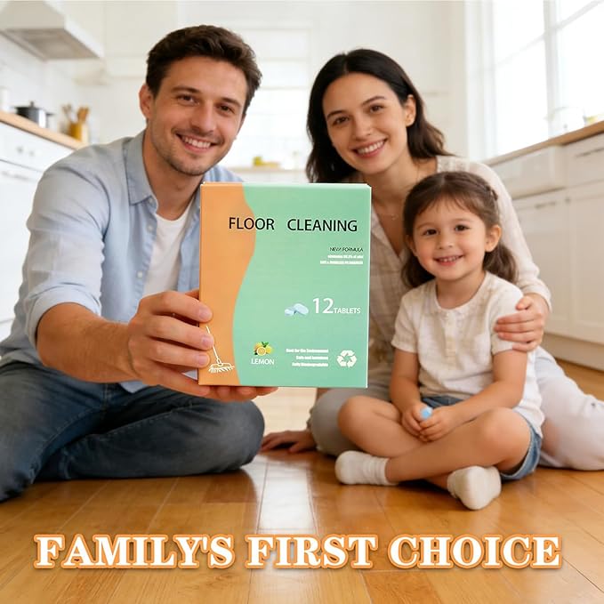 12 Pieces Floor Cleaning Tablets 13.5x17.5 Cm Floor Lemon Scent Mopping Tablets Deep Cleans Hardwood Mopping Cleaner For Hardwood Laminate Tile Bathroom Kitchen Laundry