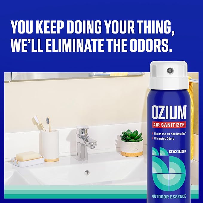 Ozium 3.5 Oz. Air Sanitizer & Odor Eliminator 4 Pack for Homes, Cars, Offices and More, Outdoor Essence, 4 Pack, MULTI