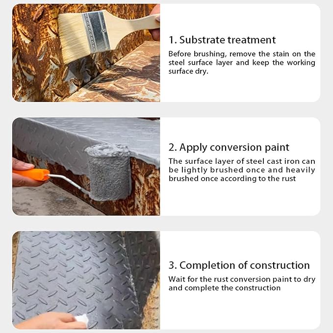 Rust Gel Rust Converter - 35.3 Fl Oz, Rust Remover for Metal, Anti Rust Paint with Brush, Eliminates Oxides from Aluminum, Cast Iron, and Steel (White,35.3 Fl Oz)