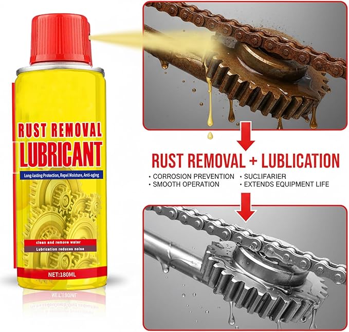 6.1oz Anti-Rust Lubricant Spray & Rust Remover for Metal, Multi-Purpose Penetrating Oil, Fast-Acting Lubricant Rust Dissolver for Vehicles, Tools, Chains, Bolts & Hinges (1 pcs)