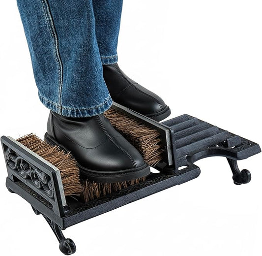 MyGift Heavy Duty Shoe Scraper and Boot Brush, Vintage Cast Iron Shoe Dirt Scrubber Cleaner/Outdoor Boot Mud Brush
