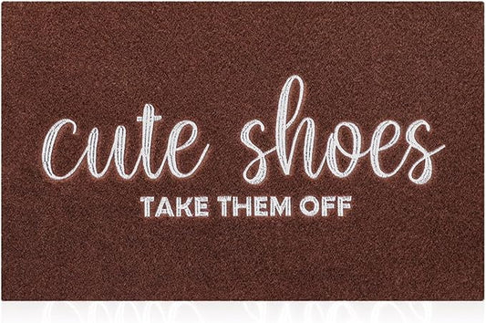 Front Door Mat Welcome Indoor Outdoor Entryway Mats for Shoe Scraper Cute Shoes Take Them Off Mats for Outside Home High Traffic Area Traffic Area Coffee