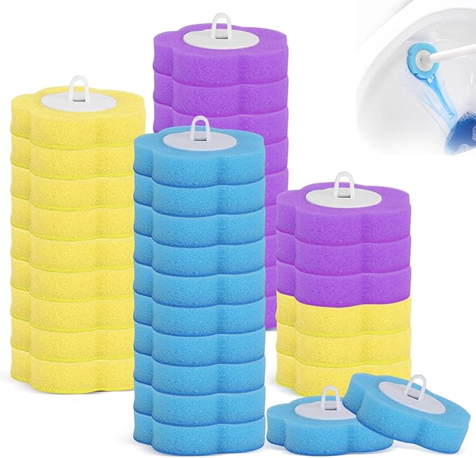 Disposable Toilet Brush, 36 PCS Toilet Brush Replacement Head, Toilet Wand Replacement Heads, Disposable Toilet Cleaning System, Toilet Wand Heads for Bathroom(Three Colors)