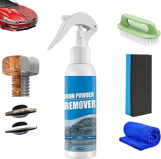 Multi Purpose Rust Remover Spray, Iron Powder Remover, Rust Removal Spray, Instant Remover Spray, Iron Out Rust Stain Remover, Car Rust Removal Spray (1pcs, 100ml)