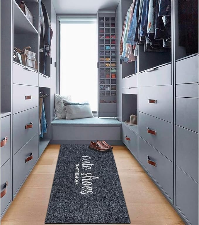 Welcome Mats for Front Door Mats Cute Shoes Take Them Off for Home Entrance with Rubber Backing Mats Heavy Duty Entryway Doormat for Floor Laundry Rooms Mudrooms Garage 47 x 18 Grey