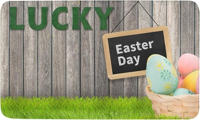 Welcome Doormats Lucky Easter Day Entrance Door Mat Low Profile Tradition Decor Welcome Mat Non Slip Carpet Rugs Floor Mat Decorative for Home Bathroom Kitchen 20x32 inch