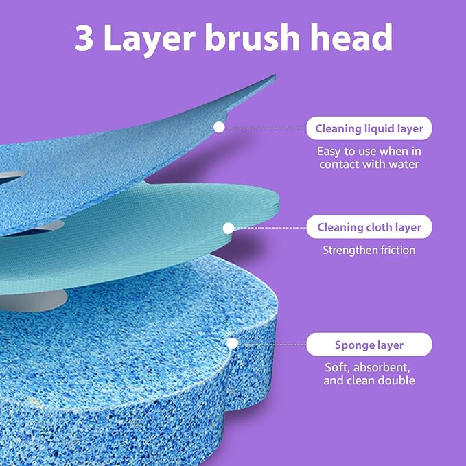 Disposable Toilet Brush Refills, Wall Mount Toilet Bowl Brush, Toilet Wand Refills with Extended Handle Cleaning Set, 360° Cleaning Toilet Brush Grip Suitable for Bathrooms (Grey Brush+18 Refills)